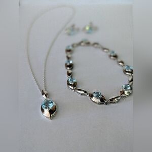 Sterling Silver With Aquamarine Jewelry Set